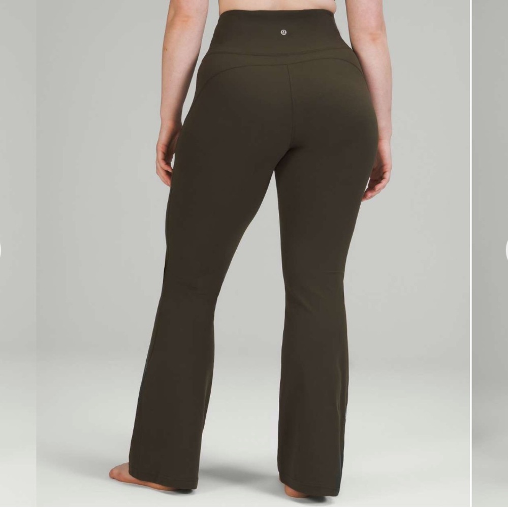 Lululemon Groove Super-High-Rise Flared Pant Nulu Dark Olive Size 12